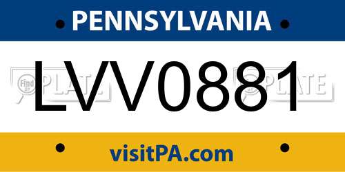 LVV0881 Pennsylvania License Plate