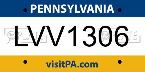 LVV1306 Pennsylvania License Plate