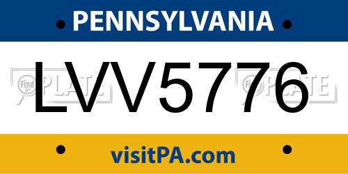 LVV5776 Pennsylvania License Plate
