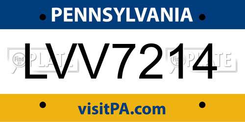 LVV7214 Pennsylvania License Plate