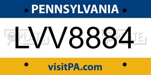 LVV8884 Pennsylvania License Plate