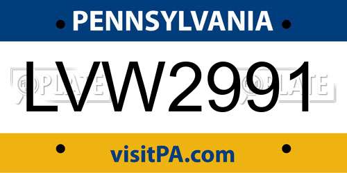 LVW2991 Pennsylvania License Plate