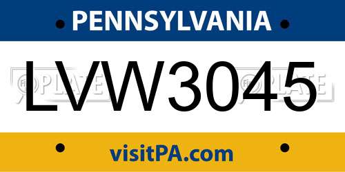 LVW3045 Pennsylvania License Plate