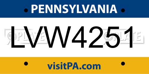 LVW4251 Pennsylvania License Plate