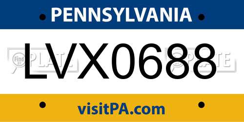 LVX0688 Pennsylvania License Plate