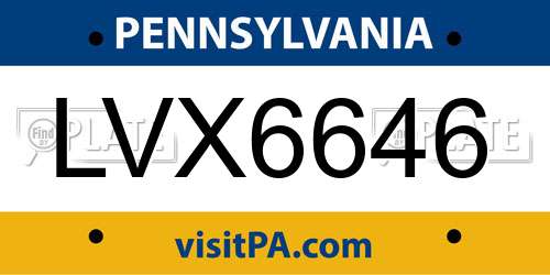 LVX6646 Pennsylvania License Plate