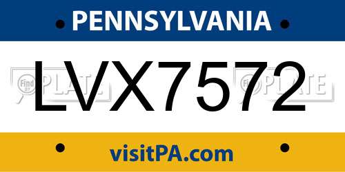 LVX7572 Pennsylvania License Plate