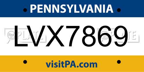 LVX7869 Pennsylvania License Plate