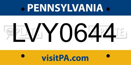 LVY0644 Pennsylvania License Plate