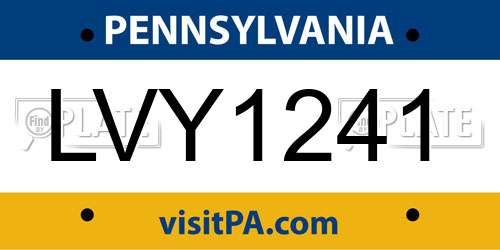 LVY1241 Pennsylvania License Plate