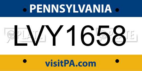 LVY1658 Pennsylvania License Plate