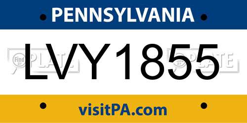 LVY1855 Pennsylvania License Plate