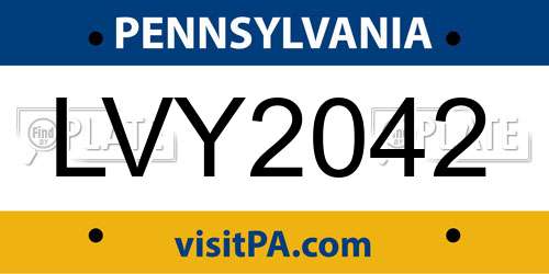 LVY2042 Pennsylvania License Plate