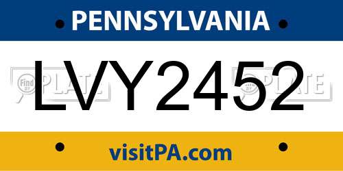 LVY2452 Pennsylvania License Plate