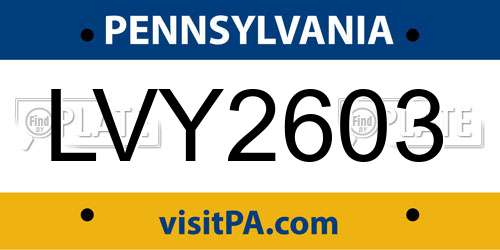LVY2603 Pennsylvania License Plate
