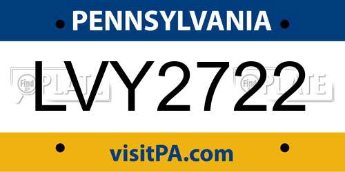 LVY2722 Pennsylvania License Plate