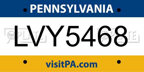 LVY5468 Pennsylvania License Plate