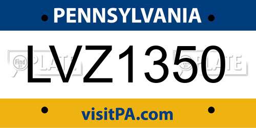 LVZ1350 Pennsylvania License Plate