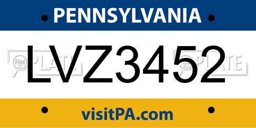 LVZ3452 Pennsylvania License Plate