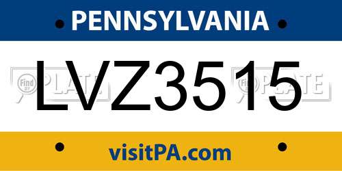 LVZ3515 Pennsylvania License Plate