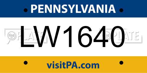 LW1640 Pennsylvania License Plate