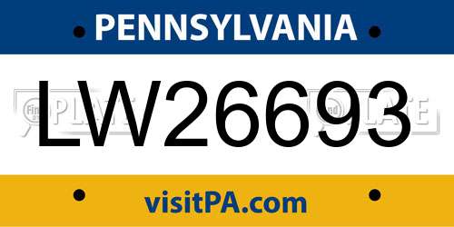 LW26693 Pennsylvania License Plate