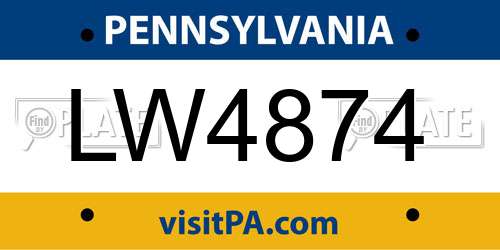 LW4874 Pennsylvania License Plate