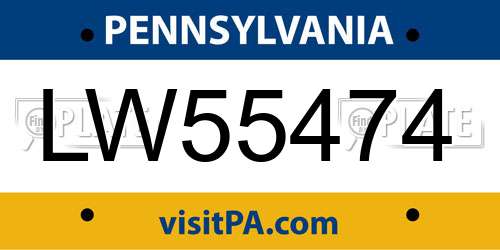LW55474 Pennsylvania License Plate