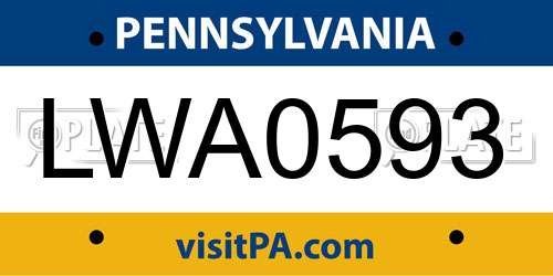 LWA0593 Pennsylvania License Plate