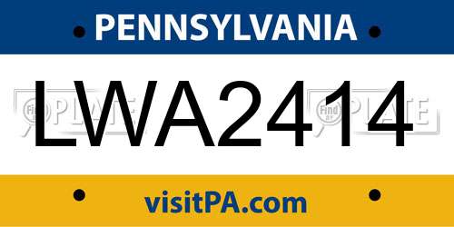 LWA2414 Pennsylvania License Plate