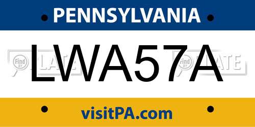 LWA57A Pennsylvania License Plate