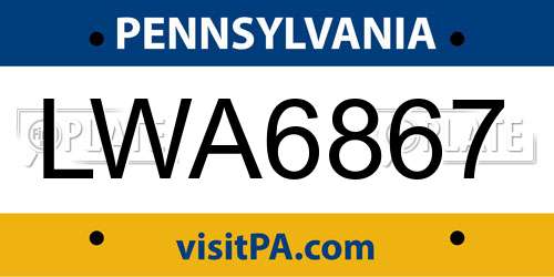 LWA6867 Pennsylvania License Plate