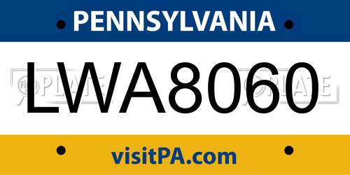 LWA8060 Pennsylvania License Plate