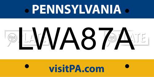 LWA87A Pennsylvania License Plate