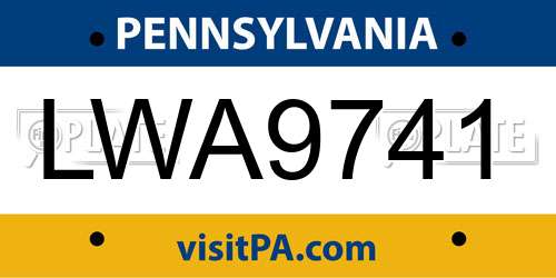 LWA9741 Pennsylvania License Plate