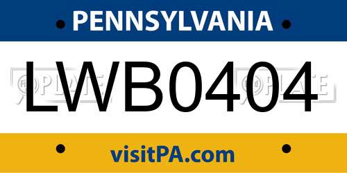 LWB0404 Pennsylvania License Plate