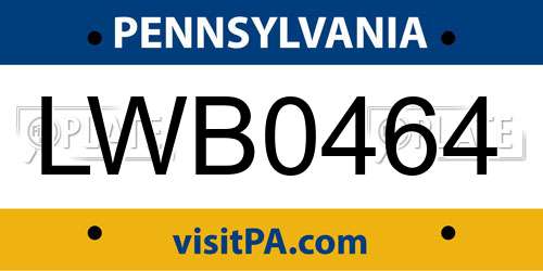 LWB0464 Pennsylvania License Plate