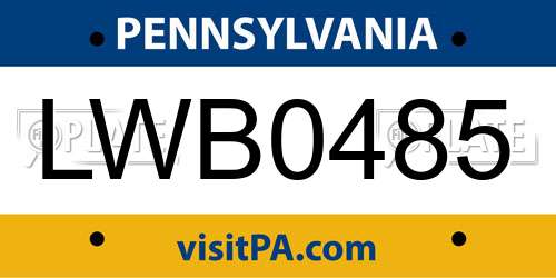 LWB0485 Pennsylvania License Plate
