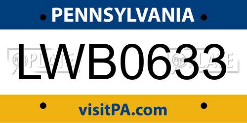 LWB0633 Pennsylvania License Plate
