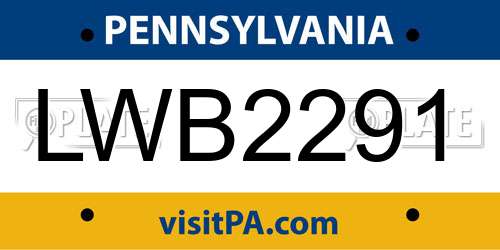 LWB2291 Pennsylvania License Plate