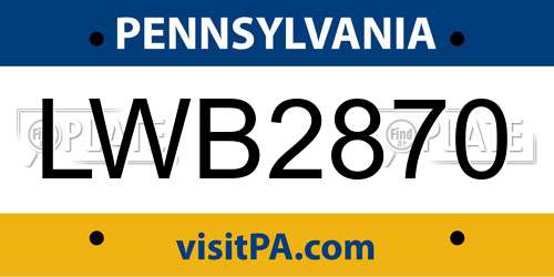 LWB2870 Pennsylvania License Plate