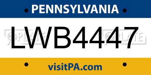 LWB4447 Pennsylvania License Plate