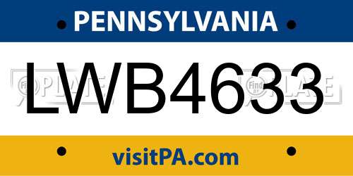 LWB4633 Pennsylvania License Plate