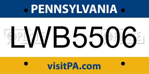 LWB5506 Pennsylvania License Plate
