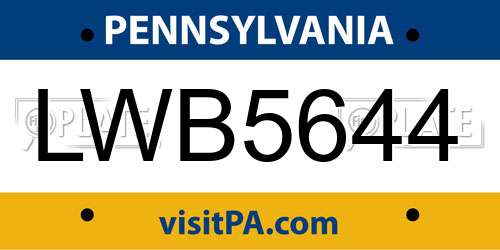 LWB5644 Pennsylvania License Plate