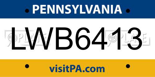 LWB6413 Pennsylvania License Plate