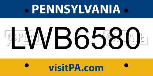 LWB6580 Pennsylvania License Plate
