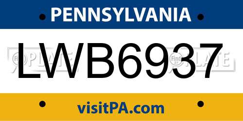LWB6937 Pennsylvania License Plate