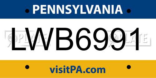LWB6991 Pennsylvania License Plate