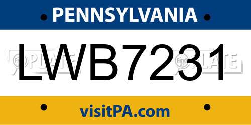 LWB7231 Pennsylvania License Plate